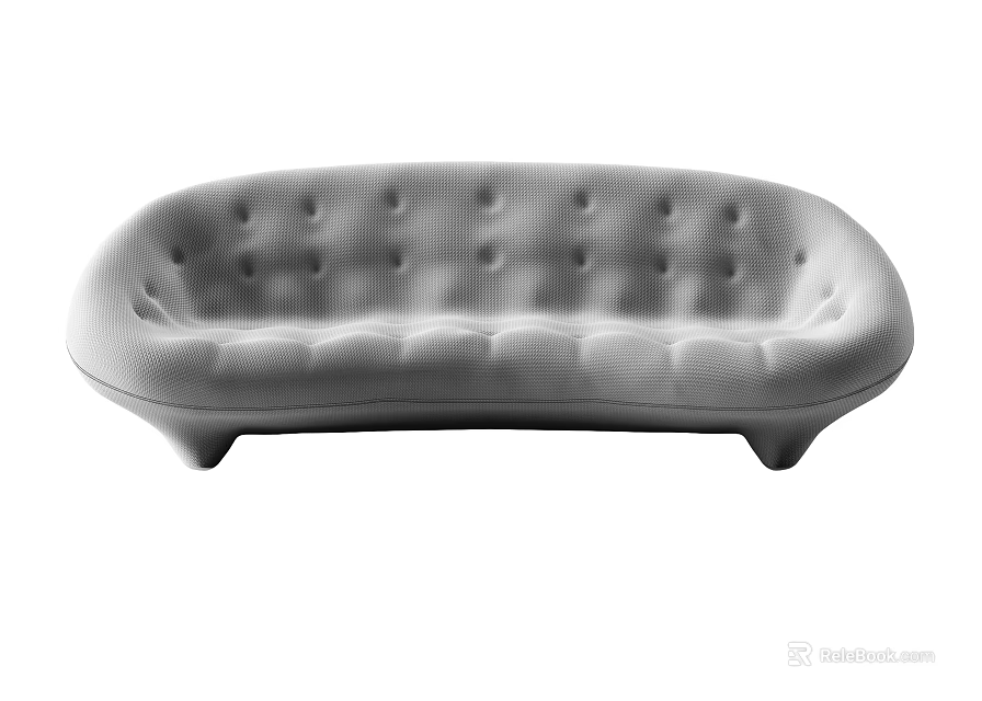 Modern Multi Person Sofa With Curved Design And Button Tufted Details 3d model 