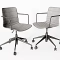 Modern Gray Fabric Office Chairs with Armrests Five Star Base and Rolling Casters