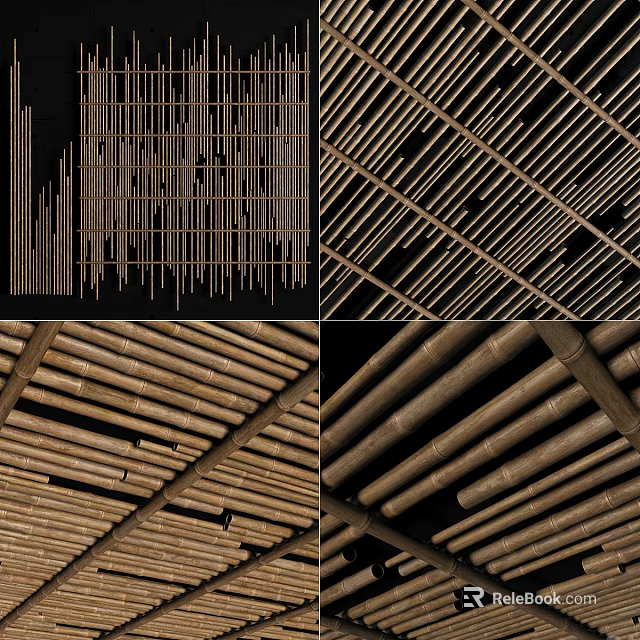 Modern Stylish Ceiling Design With Wooden Slats Arranged In Vertical And Horizontal Patterns 3d model 