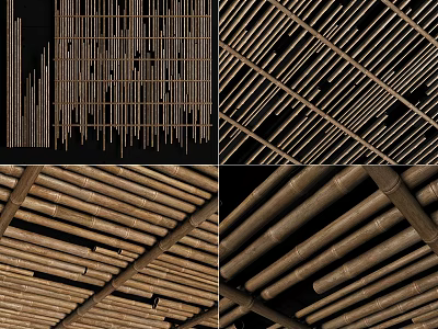 Modern Stylish Ceiling Design With Wooden Slats Arranged In Vertical And Horizontal Patterns 3d model