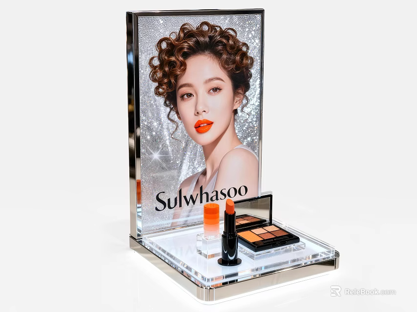 Sulwhasoo Cosmetic Showcase Featuring Lipstick Eyeshadow Palette And Makeup Products 3d model 
