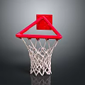 Innovative Sports Facility Architecture With Red Basketball Hoop And White Net Structure