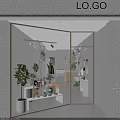 Modern Boutique Interior Design With White Textured Walls Arched Niches And Green Plants