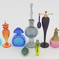 Vintage Colorful Glass Perfume Bottles Collection With Diverse Shapes And Intricate Details