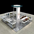 Modern Specialty Store Interior With Dessert Display Counters And Marble Flooring 3d model