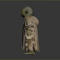 Green Skinned Long Eared Fictional Character Wearing Brown Robe With White Hair Standing Pose