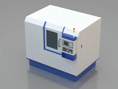 Industrial Equipment With White Body Blue Frame Transparent Observation Window Control Panel And Indicator Lights 3d model