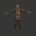 Man Standing In Brown Hooded Jacket With Backpack And Outstretched Arms 3d model