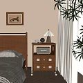 Modern-Quiet Bedside Table Book Ornaments Combination Table Lamp 3d model