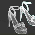 Women's High Heels with Stiletto Heels Platform Soles Beige Uppers and Ankle Straps