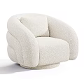 Beige Rounded Leisure Chair With Curved Armrests Plush Cushion And Color Options