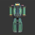 Green Multiple Barrel Weapon Featuring Mechanical Structure And Metallic Components 3d model
