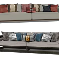 Modern Two Seater Sofa With Colorful Patterned Cushions And Sturdy Supportive Frame 3d model