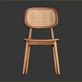 Minimalist Light Wood Single Chair Featuring Woven Back And Seat Design
