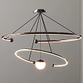 Modern Double Ring Chandelier With Illuminated Sphere And Metal Frame 3d model