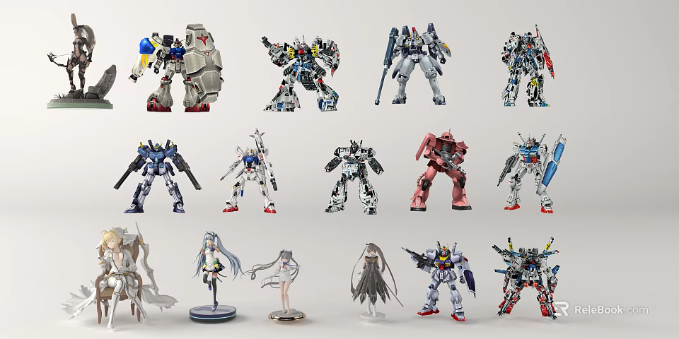 Collectible Robotic Models And Humanoid Figures With Diverse Toy Designs 3d model