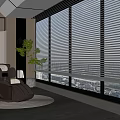 Modern Massage Chair in Comfortable Interior with Large Windows and White Blinds