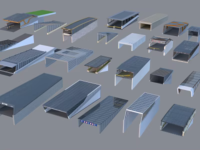 Parking Garage Architectural Models With Various Designs Multiple Shapes And Structures 3d model
