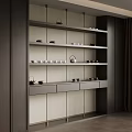 Modern Minimalist Tea Cabinet With Multiple Shelves And Tea Sets