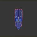 Blue And Red Yacht Featuring Transparent Cockpits And Stylish Design