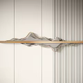 Elegant Modern Wall Decoration With Wavy Design Wooden Base And Striped Background