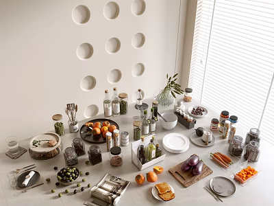 Modern Ornaments Combination Kitchen Supplies Kitchenware Tableware Kitchen Appliances Art Ornaments Dining Table Ornaments Fruits Vegetables 3d model