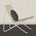 Modern Leisure Chair With Metal Frame Woven Seat And Gray Cushion