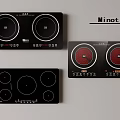 Minotli Kitchen Induction Cooktops With Various Black And Red Panel Designs 3d model