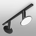 Modern Black Track Mounted Downlights Spotlights With Round White Light Panels 3d model