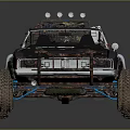 Rusty Modified Vintage Muscle Car With Roof Spare Tire Off-Road Tires And Side Number 42