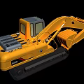 Yellow Heavy Duty Excavator With Tracks Bucket And Operator Cabin