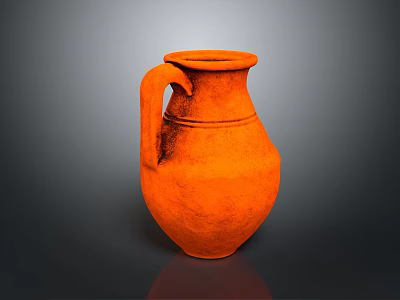 Hand Carved Orange Clay Jug Featuring Textured Surface Sculpture Carving 3d model