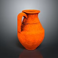 Hand Carved Orange Clay Jug Featuring Textured Surface Sculpture Carving
