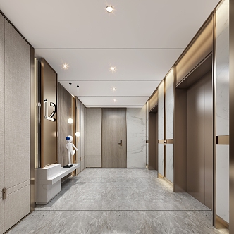 modern elevator hall 3d model