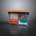 Bus Stop Shelter Equipment With Orange Roof Transparent Panels Bench And Information