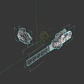 Detailed 3D Model Mechanical Weapons With Small Component And Long Serrated Blade Design