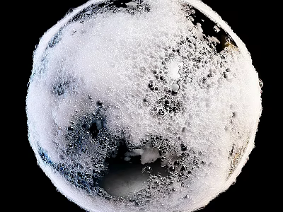 Spherical Decorative Component With Black And White Textured Surface And Crater Like Patterns 3d model