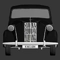 Classic Black Vintage Car With Rounded Contours And Chrome Grille Details