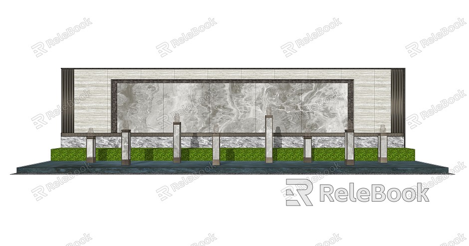 New Chinese Style Landscape Wall Waterscape model