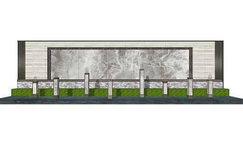 New Chinese Style Landscape Wall Waterscape 3d model