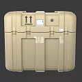 Beige Hard Shell Flight Case With Multiple Latches Handles And Warning Label 3d model