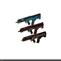 Futuristic Weapon Firearms Featuring Assorted Colorful Modern Designs And Decorative Patterns 3d model