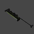 Futuristic Metallic Long Sword With Blue Glowing Stripe And Black Gold Accents