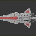 Detailed Sci Fi Spaceship 3D Model With Red Accents And Gray Hull Structure 3d model