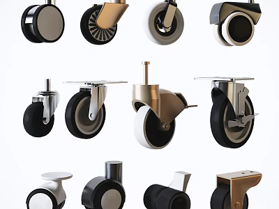 Industrial Equipment Heavy Duty Casters With Various Metal Frame Swivel Designs 3d model