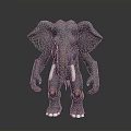 3D Character Elephant Creature Design with Large Ears White Tusks and Red Knee Details