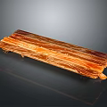 Decorative Wooden Tray With Orange And Brown Textured Surface On Black Smooth Surface Showing Reflection