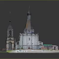 Ancient Russian Style Church Building With Stone Structure Spires Domes And Bell Tower