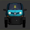 Futuristic Compact Turquoise Car With Sleek Body Transparent Windows And Illuminated Wheels
