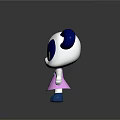 Cute Panda Themed Game Movie Character With Blue Ears Pink Overalls Dress And Big Eyes